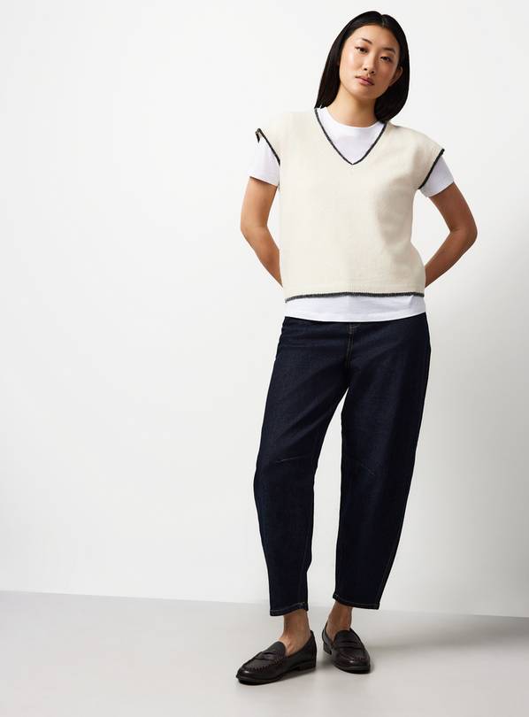 Dark Rinse Denim Barrel Jeans 10R